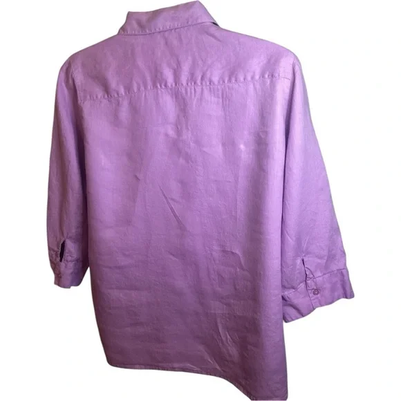 Kim Rogers Purple Top, Plus Size 3X, 100% Linen - Picture 3 of 9
